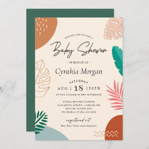 Modern Abstract Tropical Summer Cute Baby Shower Invitation
