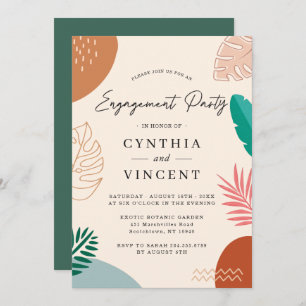 Modern Abstract Tropical Summer Engagement Party Invitation