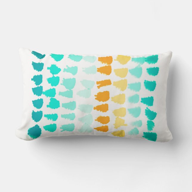 modern abstract turquoise and orange pattern lumbar cushion (Front)