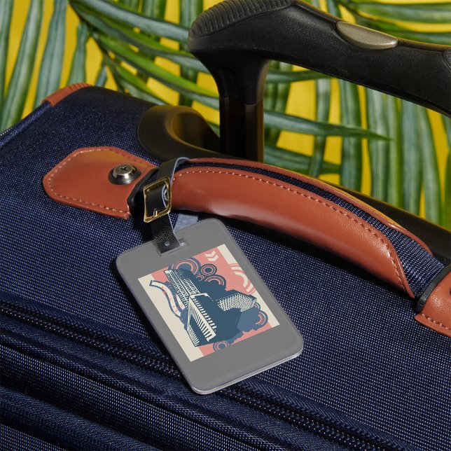 Modern Abstract Urban Background Vibrant Cityscape Luggage Tag (Creator Uploaded)