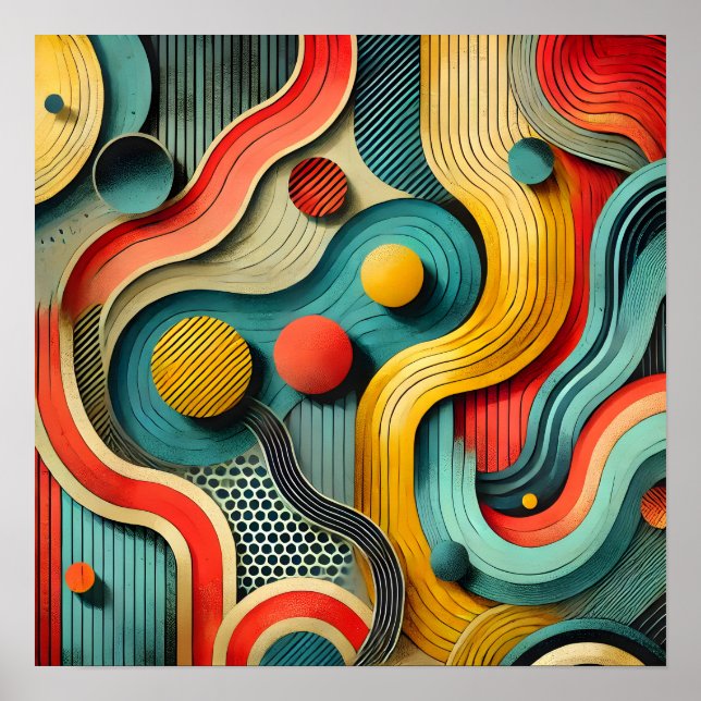 Modern Abstract using organic shapes in bold,  Poster (Front)