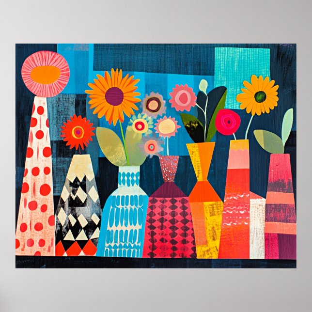 Modern Abstract Vase of Flowers Poster (Front)