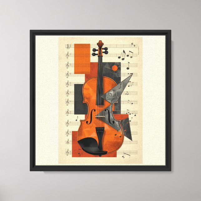 Modern Abstract Violin Geometry Wall Art (Front)