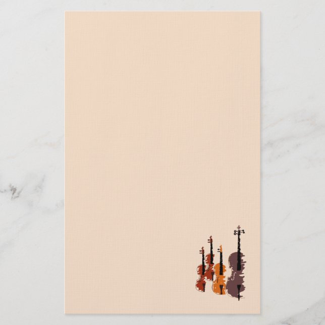 Modern abstract violin music stationery (Front)
