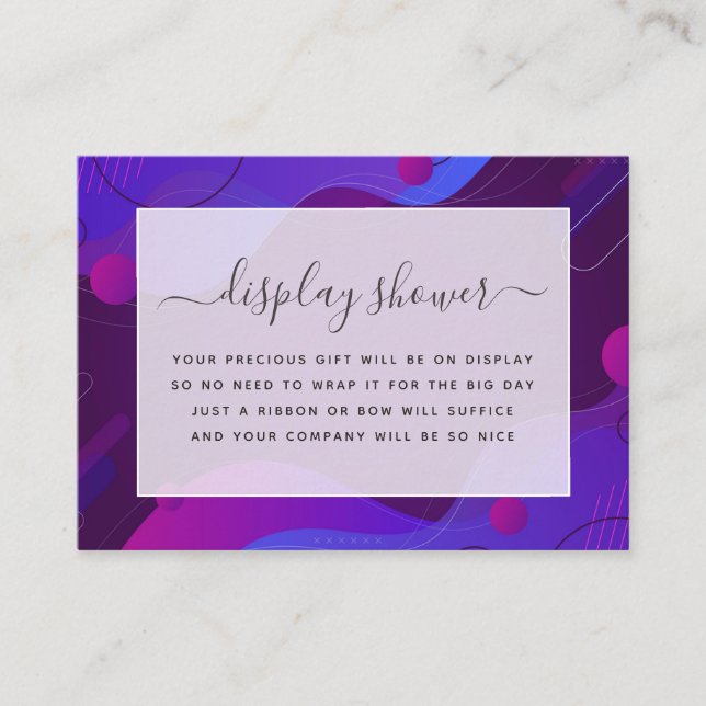 Modern Abstract Virtual Bridal Shower Enclosure Card (Front)