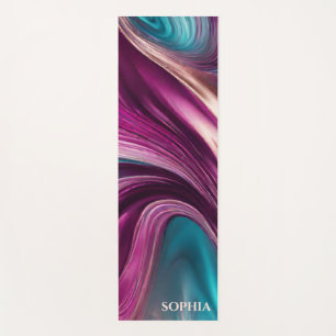 Modern Abstract-Viva Magenta Turquoise and Gold- Yoga Mat