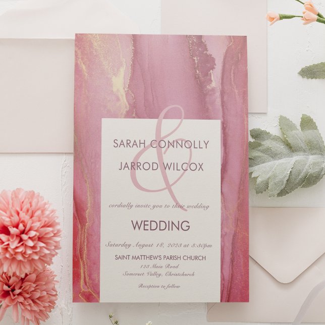 Modern Abstract Viva Magenta Wedding  Invitation (Creator Uploaded)