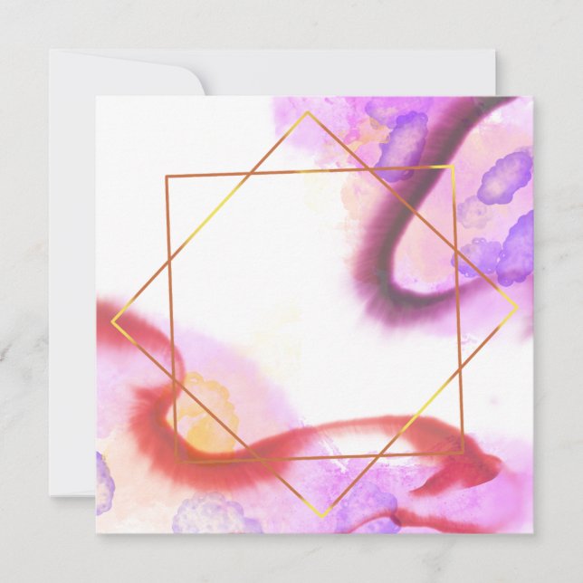 Modern abstract watercolor alcohol invitation  (Front)