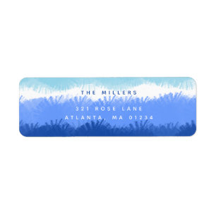 Modern Abstract Watercolor Blue Return Address