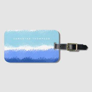 Modern Abstract Watercolor Blue Tones Luggage Tag