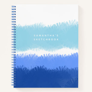 Modern Abstract Watercolor Blue Tones Sketchbook Notebook