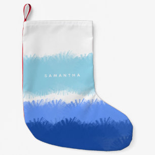 Modern Abstract Watercolor Blue Tones Small Christmas Stocking