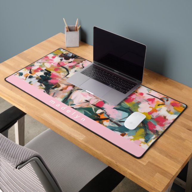 Modern Abstract Watercolor Botanical Tree Desk Mat (Office 2)