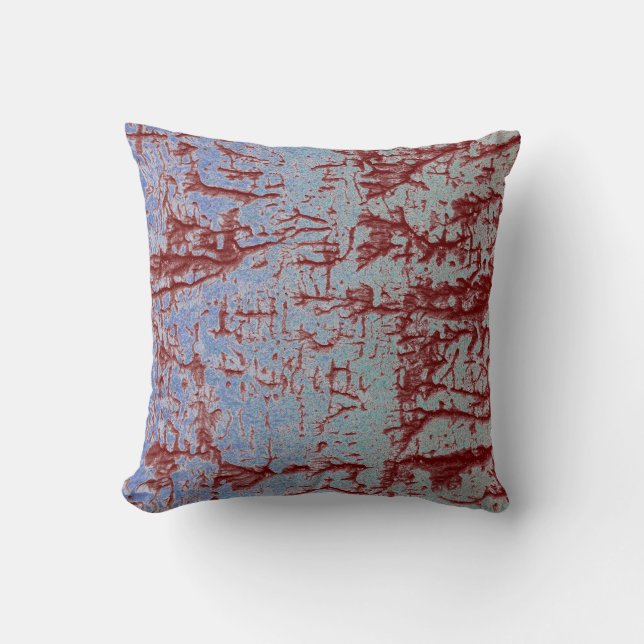 Modern abstract watercolor burgandy and blue cushion (Front)