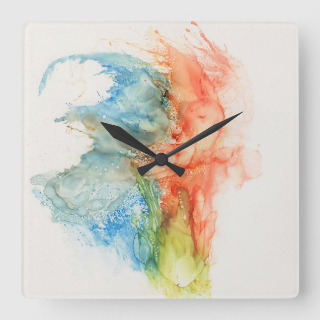Modern Abstract Watercolor Clock (Front)