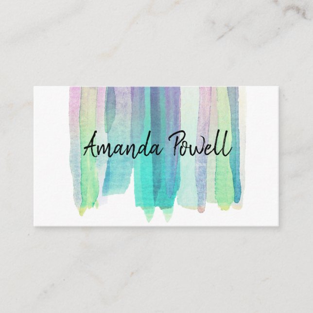 modern abstract watercolor colourful custom business card (Front)