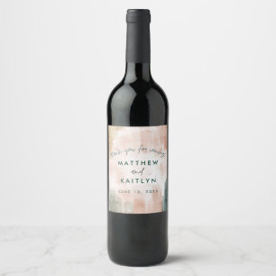 Modern Abstract Watercolor Fall Wedding Thank You Wine Label