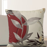 Modern Abstract Watercolor Leaf Cushion<br><div class="desc">Modern throw pillow features an artistic abstract design in a burgundy and cream with neutral gray greige accents. An artistic abstract design features a watercolor leaf and a geometric circle composition with shades of burgundy and greige with black and gold accents on a linen beige background. Inspired by nature, this...</div>