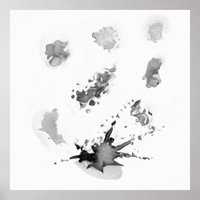 Modern Abstract watercolor splashes shades Grey 2 Poster (Front)