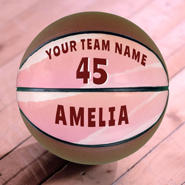 Modern Abstract Watercolor Team Name Number Basket Basketball (Creator Uploaded)