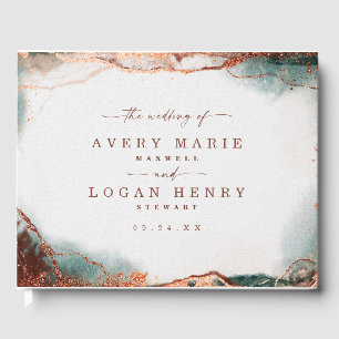 Modern Abstract Watercolor Terra Cotta Wedding Guest Book