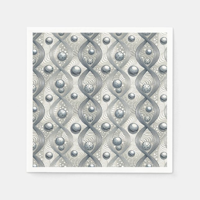 Modern Abstract Wave Spheres Futuristic Pattern Napkin (Front)