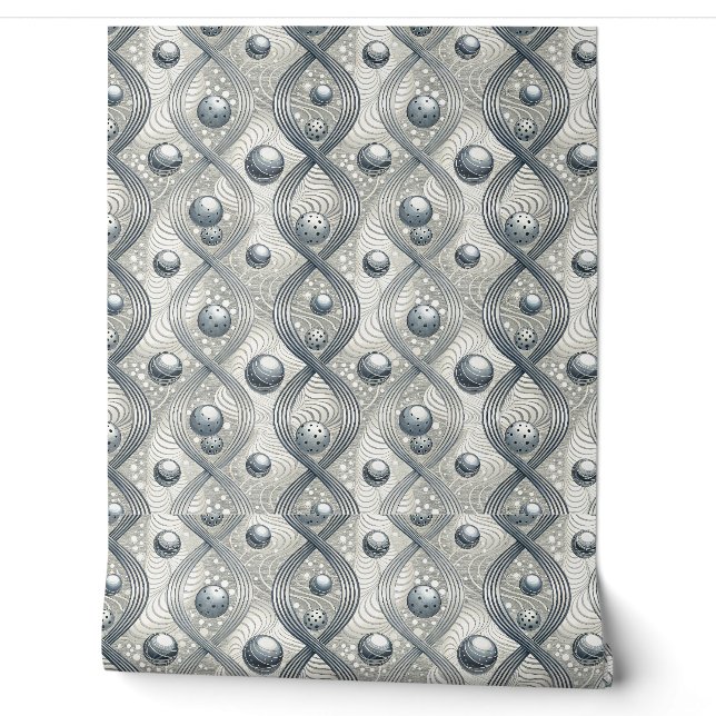 Modern Abstract Wave Spheres Futuristic Pattern Wallpaper (Unrolling)