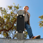 Modern Abstract Waves on Black Skateboard<br><div class="desc">Modern Abstract Waves on Black skateboard. This skateboard comes with abstract digital waves on each side. The background is black.</div>