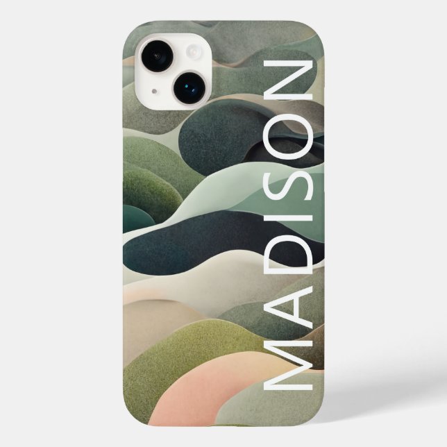 Modern Abstract Wavy Pattern Personalised Name Case-Mate iPhone Case (Back)