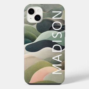 Modern Abstract Wavy Pattern Personalised Name iPhone 14 Plus Case