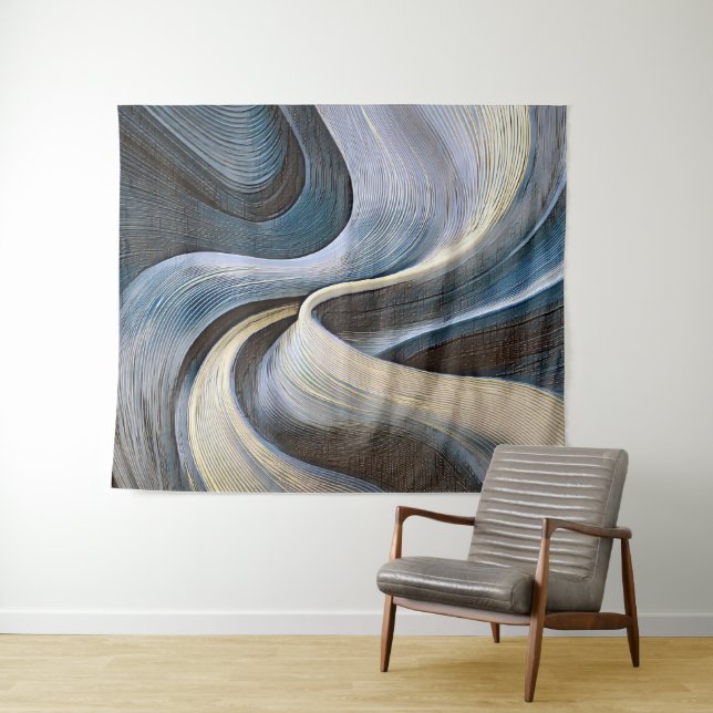 Modern abstract wavy texture design tapestry (In Situ (Horizontal))