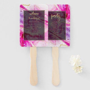 "modern abstract wedding program hand fan