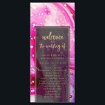 "modern abstract wedding program programme<br><div class="desc">Inky Splash Pink Marble with Gold foil Painted Alcohol Ink background texture, gold foil look veins and streaky lines, and lots of cells and dots. A super trendy ultra Modern Luxe Look for any season, with bright colourful colour palette : Black, hot pink, blush pink, magenta, purple, White, and gold,...</div>
