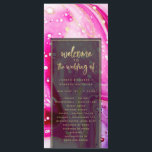 "modern abstract wedding program programme<br><div class="desc">Inky Splash Pink Marble with Gold foil Painted Alcohol Ink background texture, gold foil look veins and streaky lines, and lots of cells and dots. A super trendy ultra Modern Luxe Look for any season, with bright colourful colour palette : Black, hot pink, blush pink, magenta, purple, White, and gold,...</div>