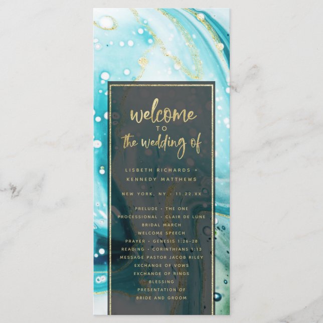 "modern abstract wedding program programme (Front)