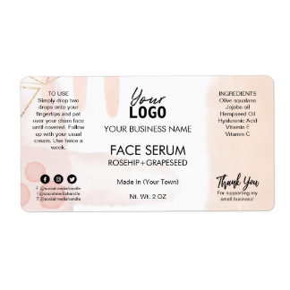 Modern Abstract White Pink Oil Serum Labels