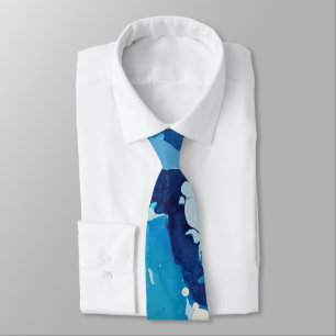 Modern abstract with pastel shades of blue ocean tie