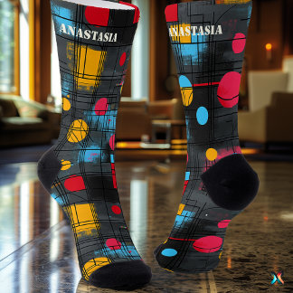 Modern Abstract with Vibrant Geometric Patterns Socks