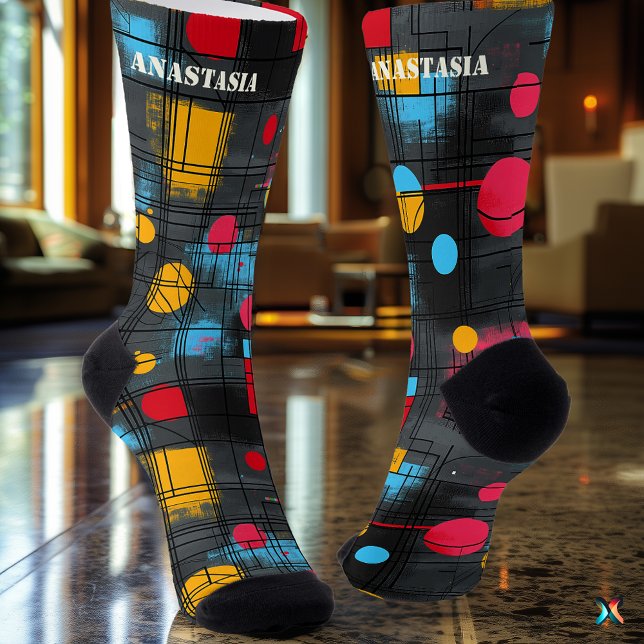 Modern Abstract with Vibrant Geometric Patterns Socks (Creator Uploaded)