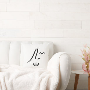 Modern Abstract Womans Face Minimalism Art Design Cushion