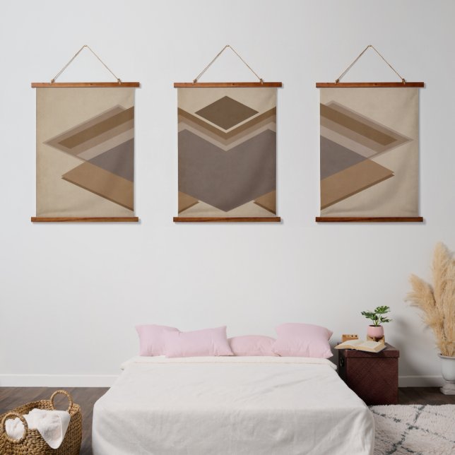 Modern Abstract Wood Art Set Hanging Tapestry (Bedroom)