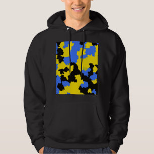 Modern Abstract Yellow Blue Black Pattern Design Hoodie