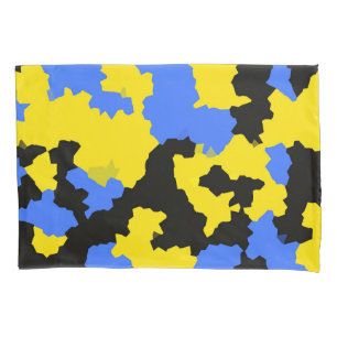 Modern Abstract Yellow Blue Black Pattern Design Pillowcase