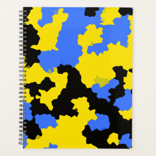 Modern Abstract Yellow Blue Black Pattern Design Planner