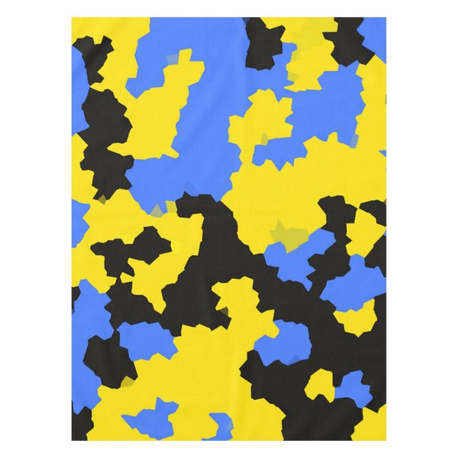 Modern Abstract Yellow Blue Black Pattern Design Tablecloth (Front)
