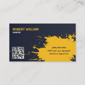 Modern Abstract Yellow Ink Splatter | Customisable Business Card