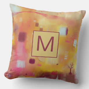 Modern Abstract Yellow Monogram Cushion