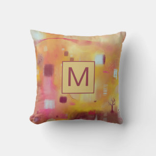 Modern Abstract Yellow Monogram Cushion