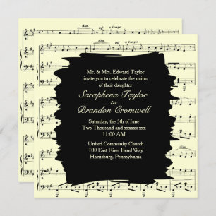 Modern Abstract Yellow Music Wedding Invitation