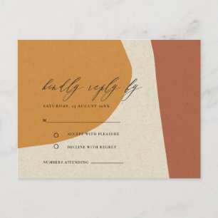 MODERN ABSTRACT YELLOW TERRACOTTA ARTISTIC RSVP POSTCARD
